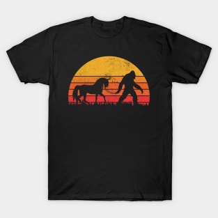 Bigfoot and Unicorn Walking In The Sunset T-Shirt